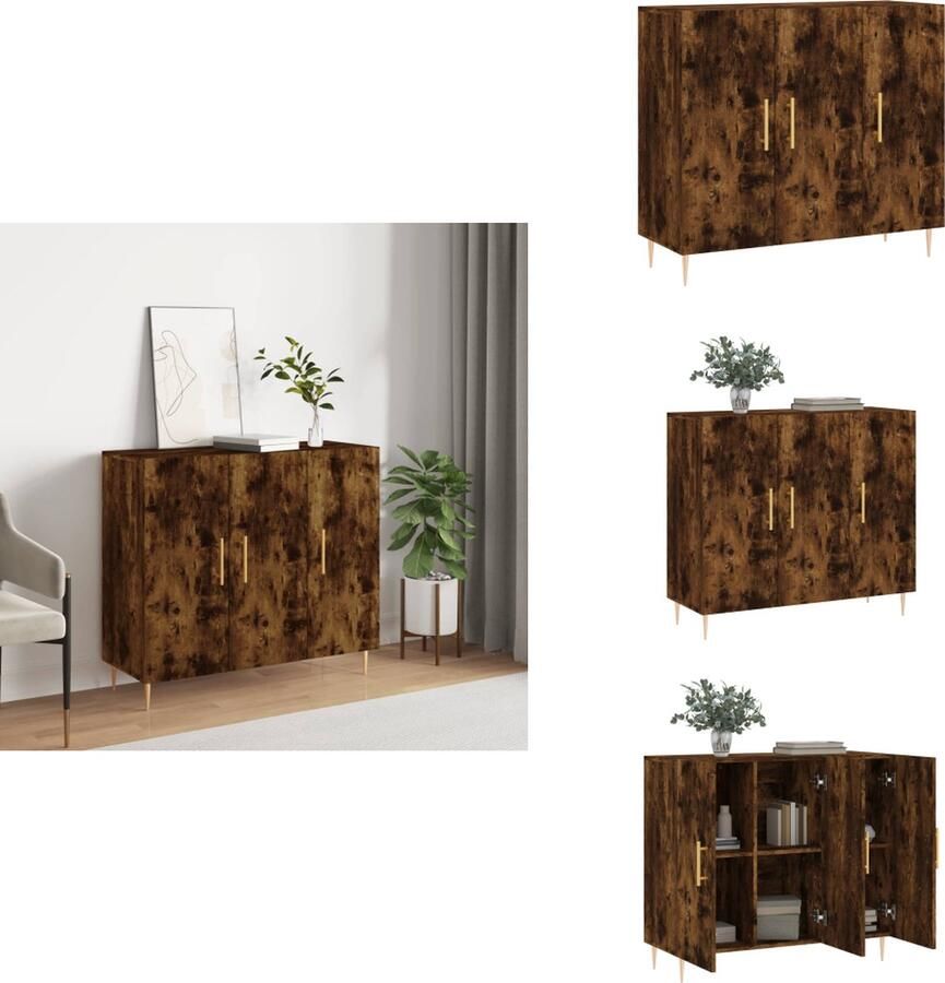 VidaXL Dressoir Dressoirs Kast Wandkast Dressoir 90x34x80 cm bewerkt hout gerookt eikenkleurig