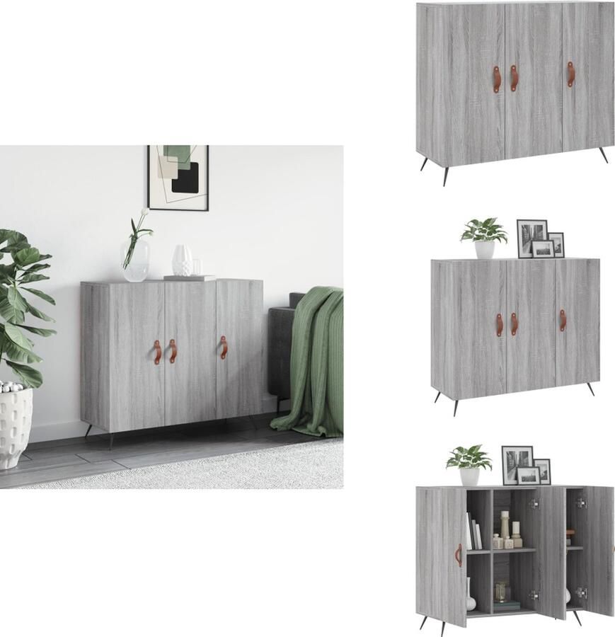 VidaXL Dressoir Dressoirs Kast Wandkast -Dressoir-90x34x80-cm-bewerkt-hout-grijs-sonoma-eikenkleurig