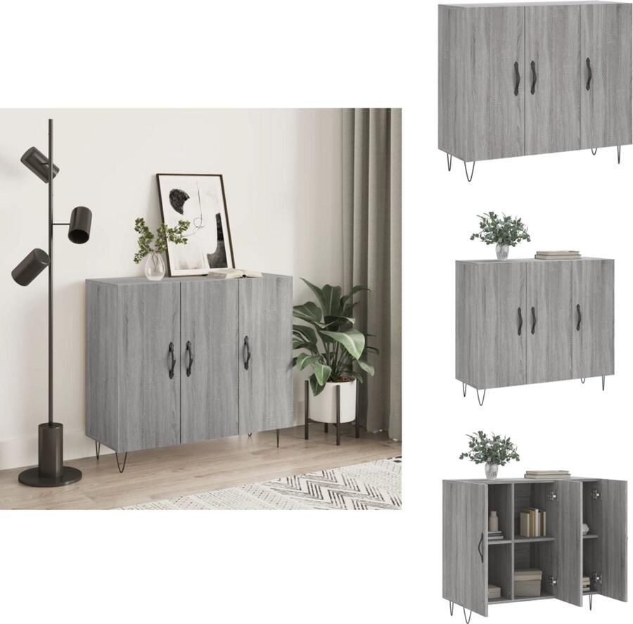 VidaXL Dressoir Dressoirs Kast Wandkast Dressoir 90x34x80 cm bewerkt hout grijs sonoma eikenkleurig
