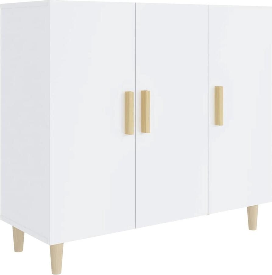VidaXL Dressoir Dressoirs Kast Wandkast Dressoir 90x34x80 cm bewerkt hout hoogglans wit