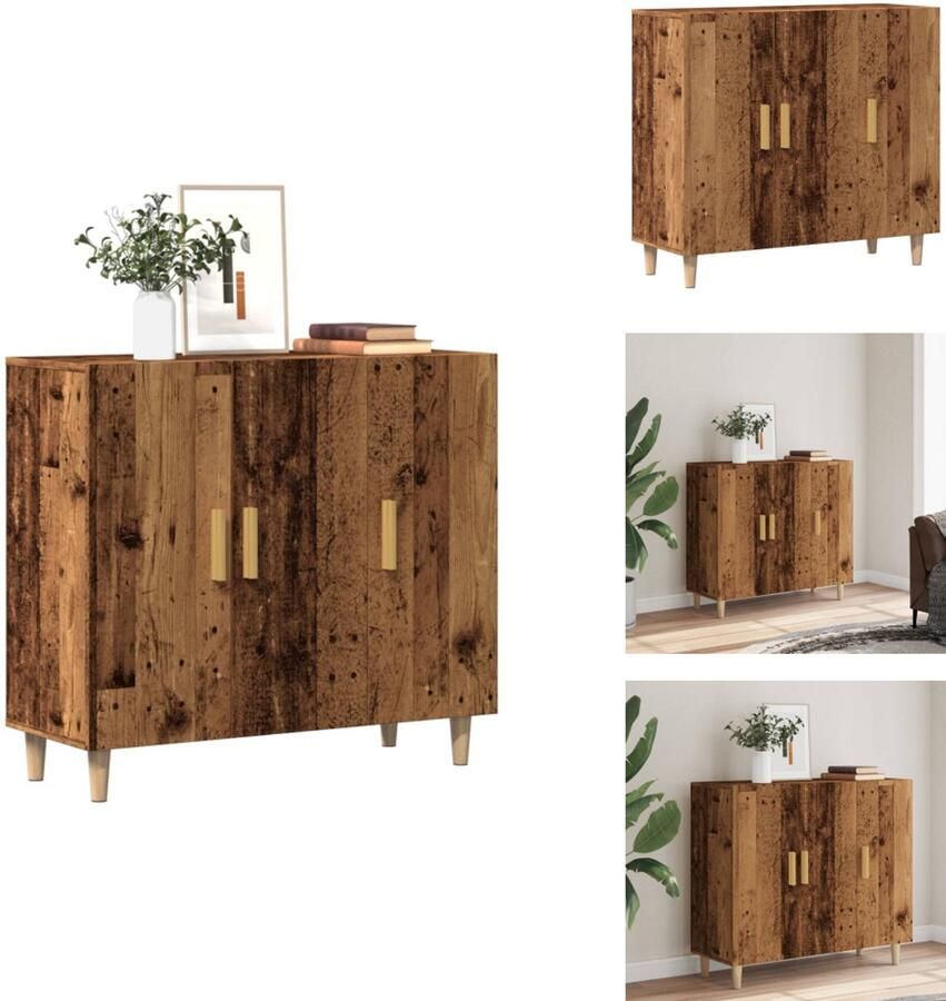VidaXL Dressoir Dressoirs Kast Wandkast Dressoir 90x34x80 cm bewerkt hout oud houtkleurig - Foto 2
