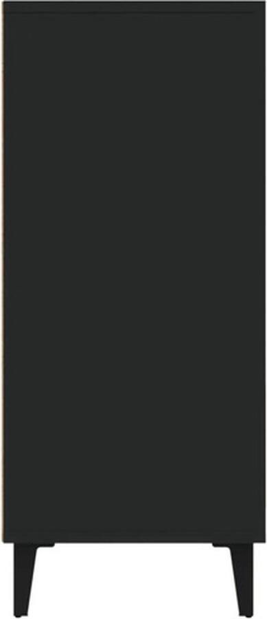 VidaXL Dressoir Modern Opbergkast Afmeting- 90 x 34 x 80 cm Kleur- Zwart Materiaal- Bewerkt hout en metaal Keukenkast - Foto 3