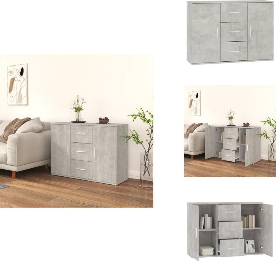 VidaXL Dressoir Dressoirs Kast Wandkast Dressoir 91x29-5x65 cm bewerkt hout betongrijs