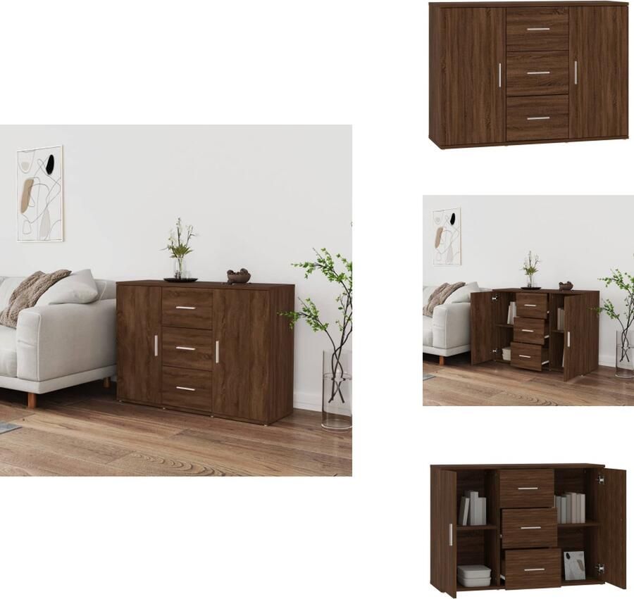 VidaXL Dressoir Dressoirs Kast Wandkast Dressoir 91x29-5x65 cm bewerkt hout bruineikenkleurig