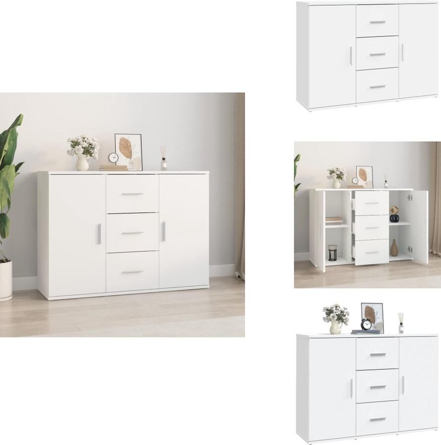 VidaXL Dressoir Dressoirs Kast Wandkast Dressoir 91x29-5x65 cm bewerkt hout wit