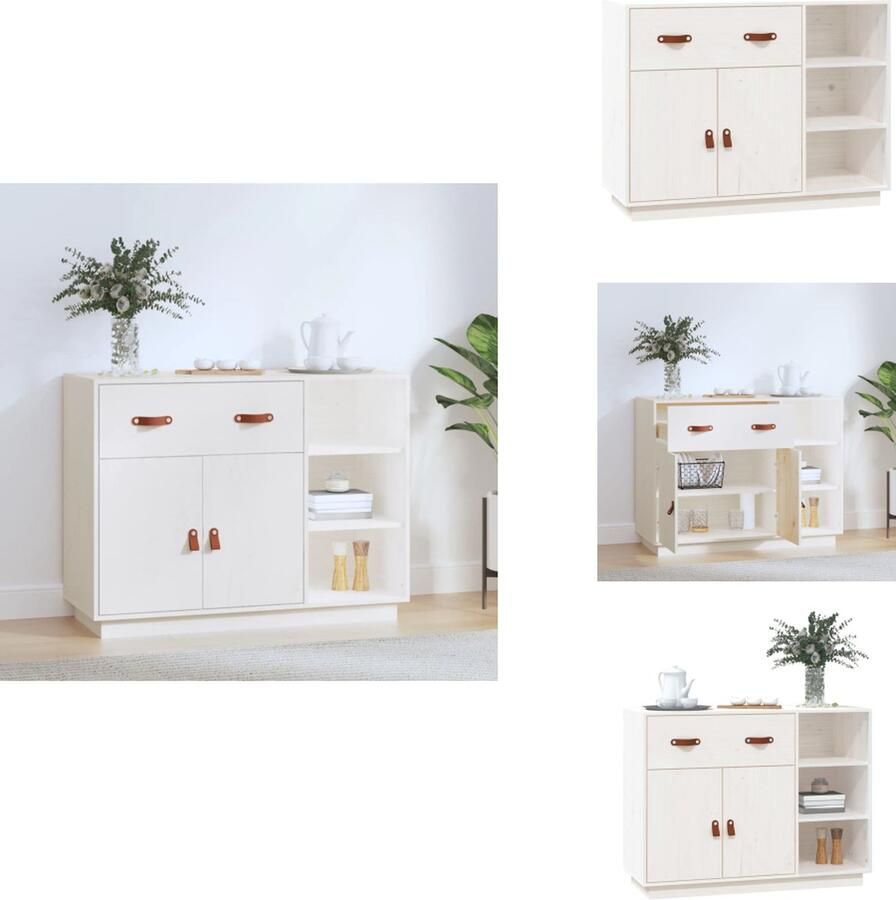 VidaXL Dressoir Dressoirs Kast Wandkast Dressoir 98-5x40x75 cm massief grenenhout wit