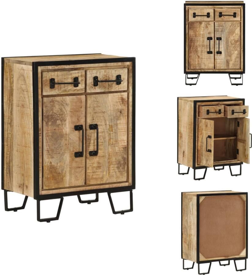VidaXL Dressoir Dressoirs Kast Wandkast Dressoir met 2 lades 53x31x72 cm massief mangohout en ijzer