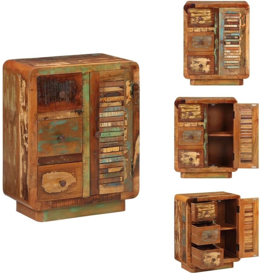 VidaXL Dressoir Dressoirs Kast Wandkast Dressoir met 3 lades 55x30x70 cm massief gerecycled hout