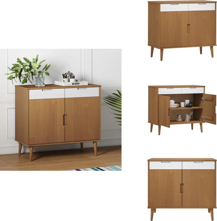 VidaXL Dressoir Dressoirs Kast Wandkast Dressoir MOLDE 90x40x80 cm massief grenenhout bruin
