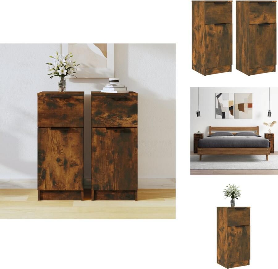 VidaXL Dressoir Dressoirs Kast Wandkast Dressoirs 2 st 30x30x70 cm bewerkt hout gerookt eikenkleurig