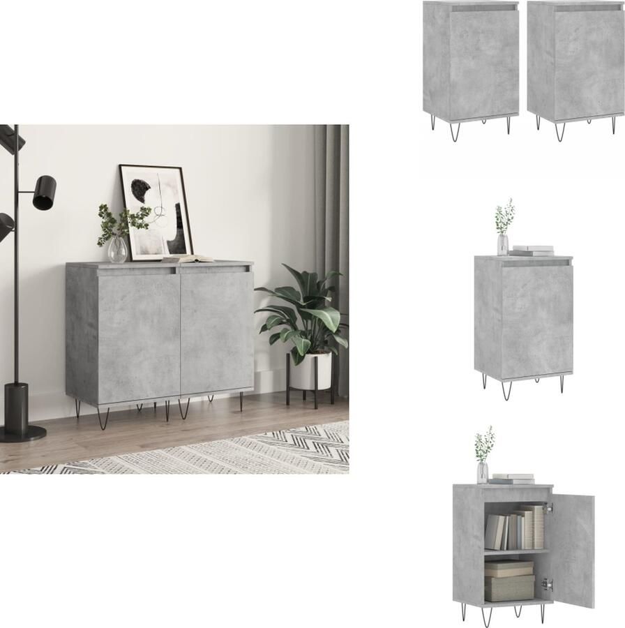 VidaXL Dressoir Dressoirs Kast Wandkast Dressoirs 2 st 40x35x70 cm bewerkt hout betongrijs