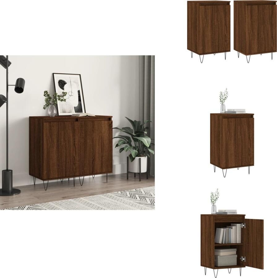 VidaXL Dressoir Dressoirs Kast Wandkast Dressoirs 2 st 40x35x70 cm bewerkt hout bruineikenkleurig