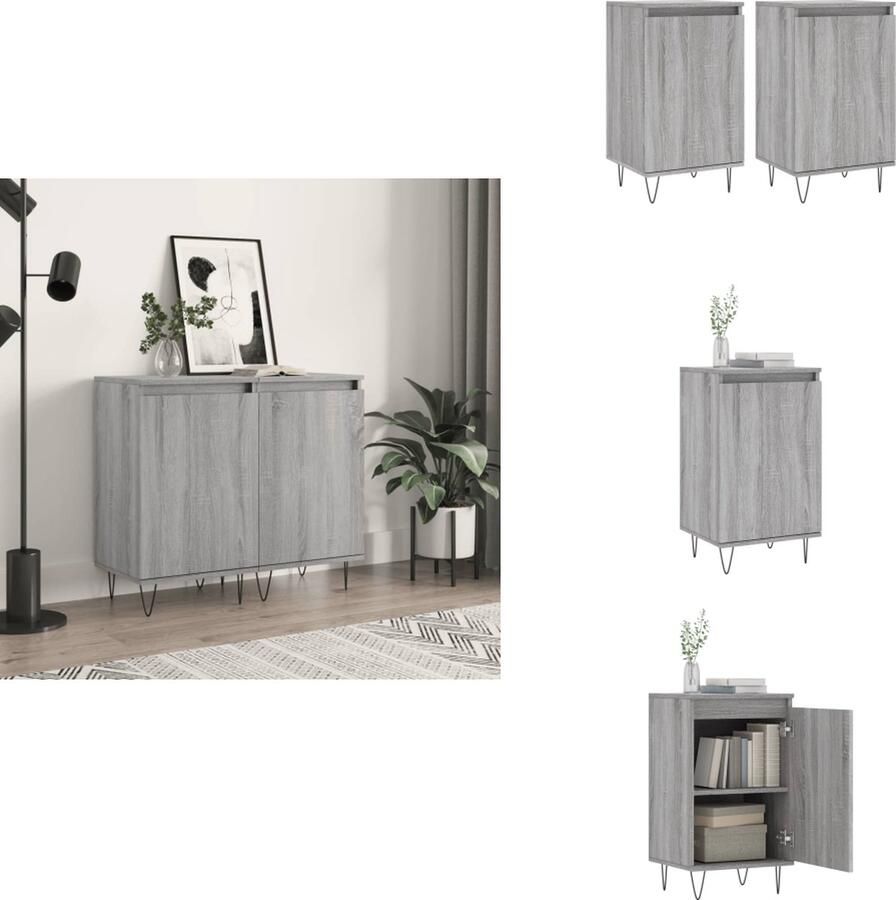 VidaXL Dressoir Dressoirs Kast Wandkast Dressoirs 2 st 40x35x70 cm bewerkt hout grijs sonoma - Foto 2