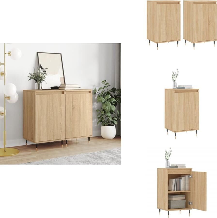 VidaXL Dressoir Dressoirs Kast Wandkast Dressoirs 2 st 40x35x70 cm bewerkt hout sonoma eikenkleurig - Foto 2
