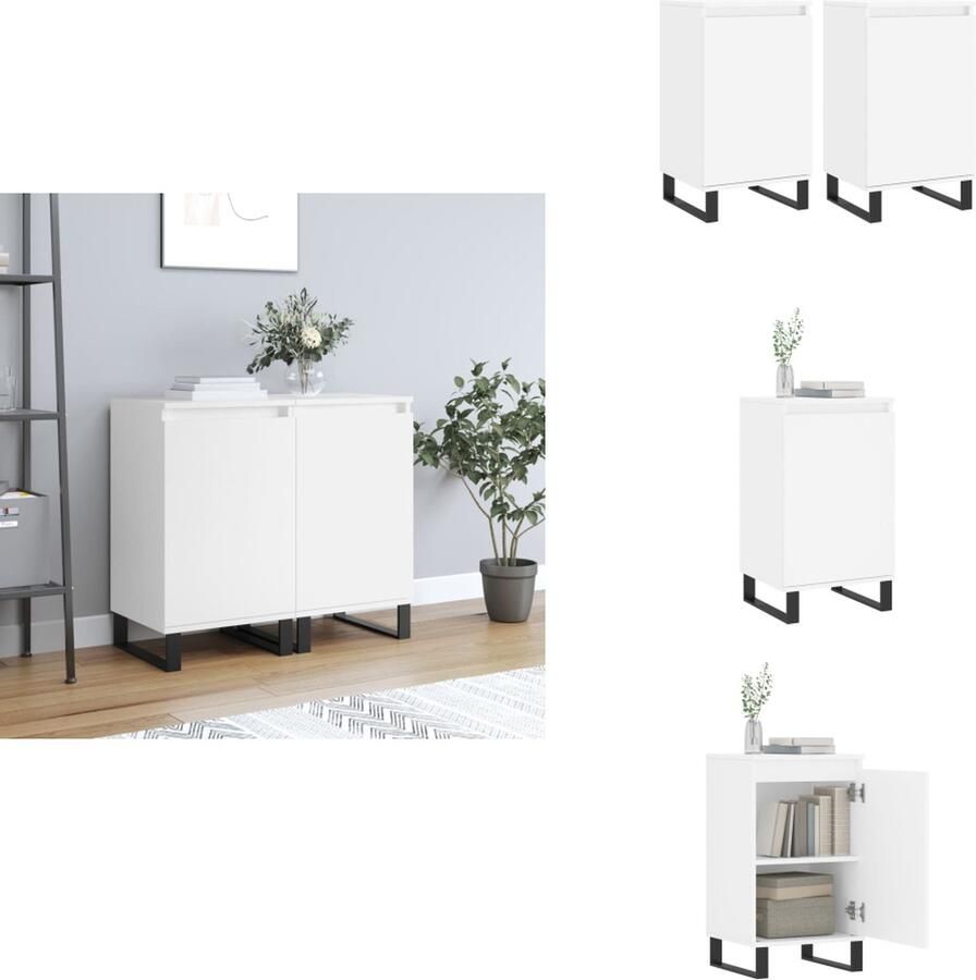 VidaXL Dressoir Dressoirs Kast Wandkast Dressoirs 2 st 40x35x70 cm bewerkt hout wit