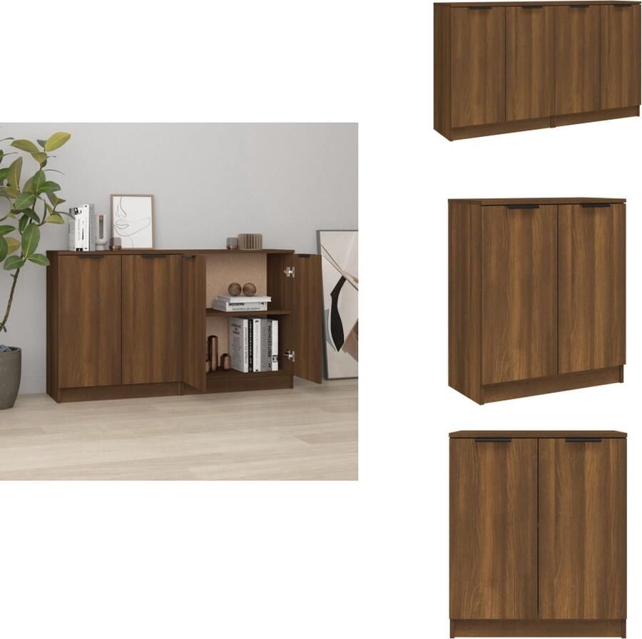 VidaXL Dressoir Dressoirs Kast Wandkast Dressoirs 2 st 60x30x70 cm bewerkt hout bruineikenkleurig