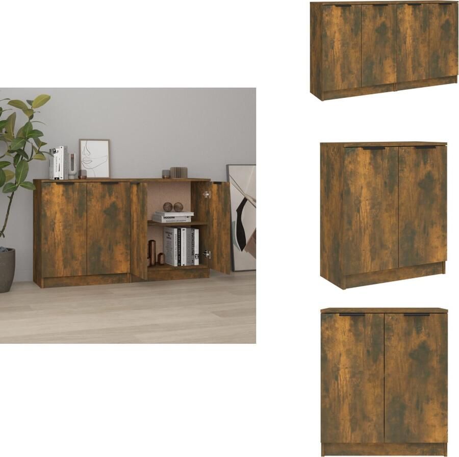 VidaXL Dressoir Dressoirs Kast Wandkast Dressoirs 2 st 60x30x70 cm bewerkt hout gerookt eikenkleurig