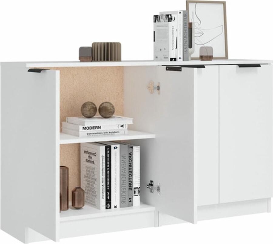 VidaXL Dressoirs Minimalistische charme Bewerkt hout 60 x 30 x 70 cm Wit Keukenkast - Foto 4