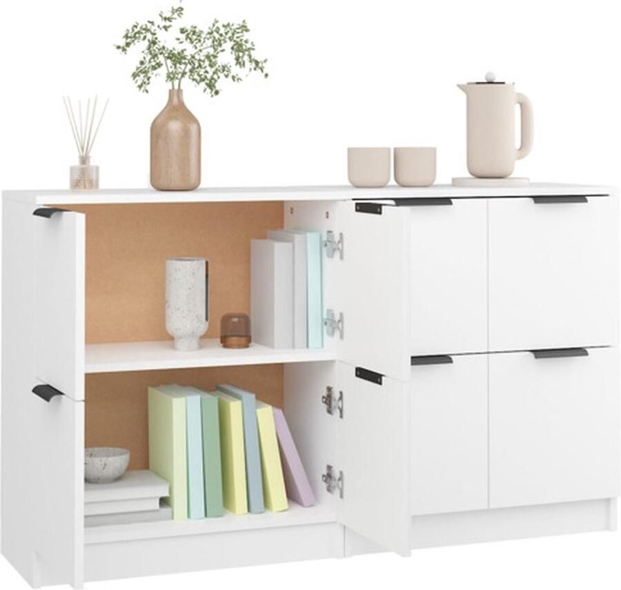VidaXL Dressoir Dressoirs Kast Wandkast Dressoirs 2 st 60x30x70 cm bewerkt hout wit