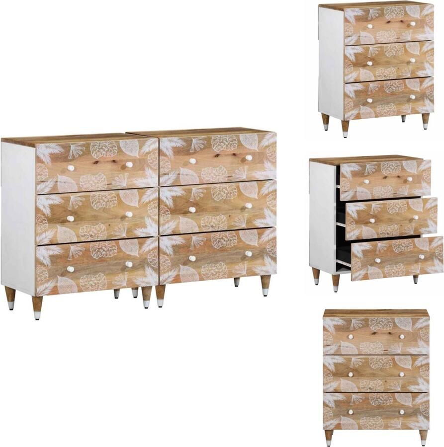 VidaXL Dressoir Dressoirs Kast Wandkast Dressoirs 2 st 60x33 5x75 cm massief mangohout