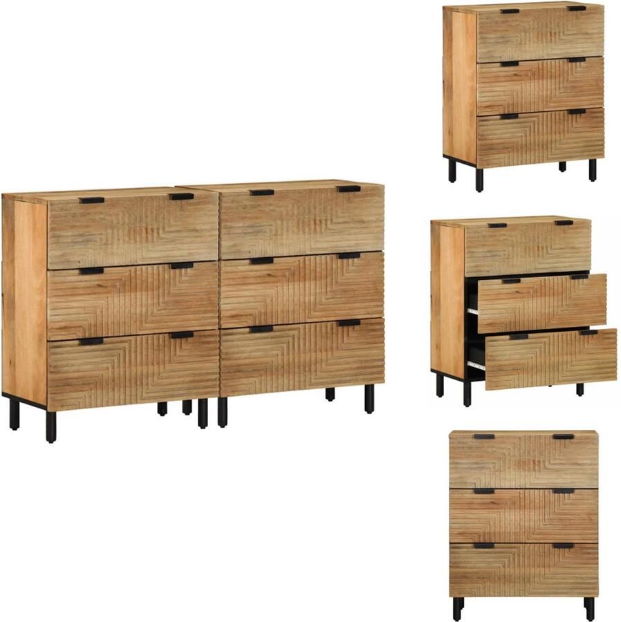 VidaXL Dressoir Dressoirs Kast Wandkast Dressoirs 2 st 60x33x75 cm massief mango bruin
