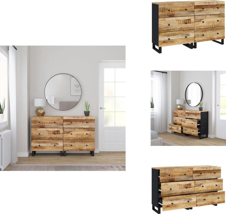 VidaXL Dressoir Set Mangohout 60 x 33 x 75 cm Met voldoende opbergruimte Keukenkast