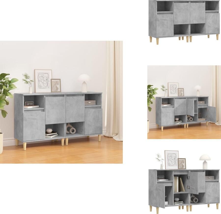 VidaXL Dressoir Dressoirs Kast Wandkast Dressoirs 2 st 60x35x70 cm bewerkt hout betongrijs