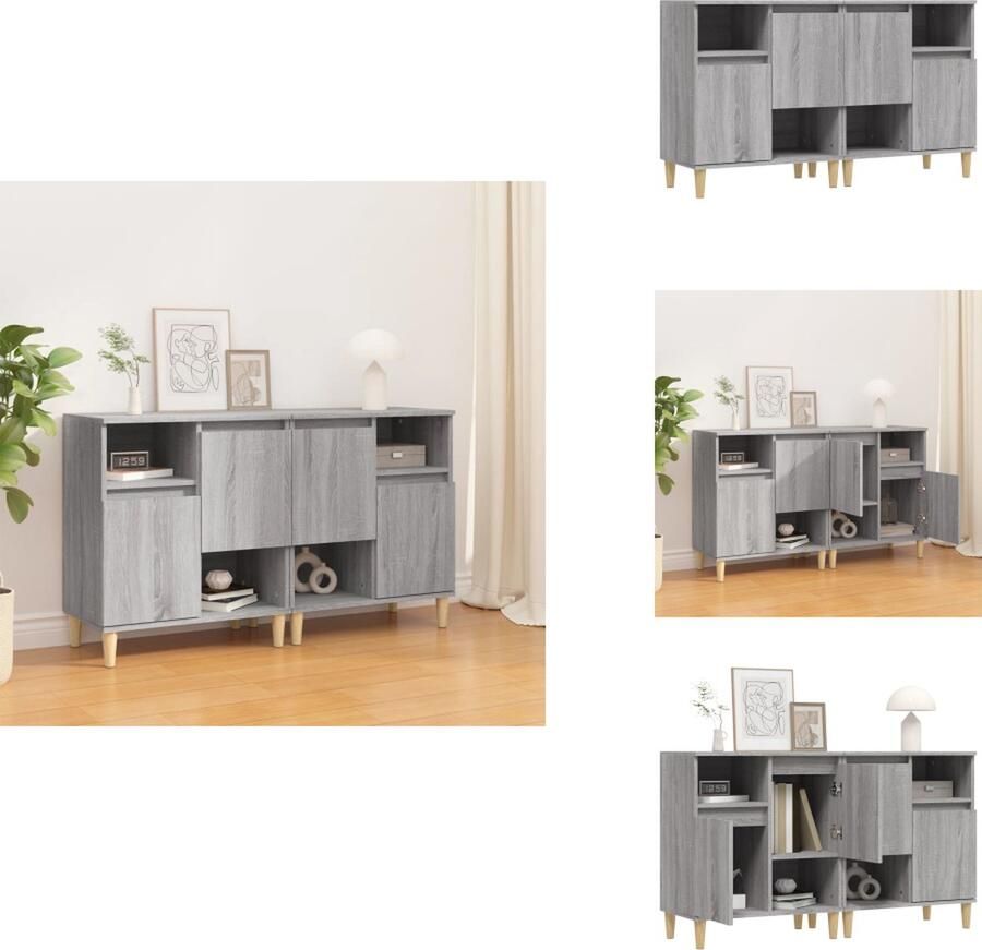 VidaXL Dressoir Dressoirs Kast Wandkast Dressoirs 2 st 60x35x70 cm bewerkt hout grijs sonoma eikenkleur