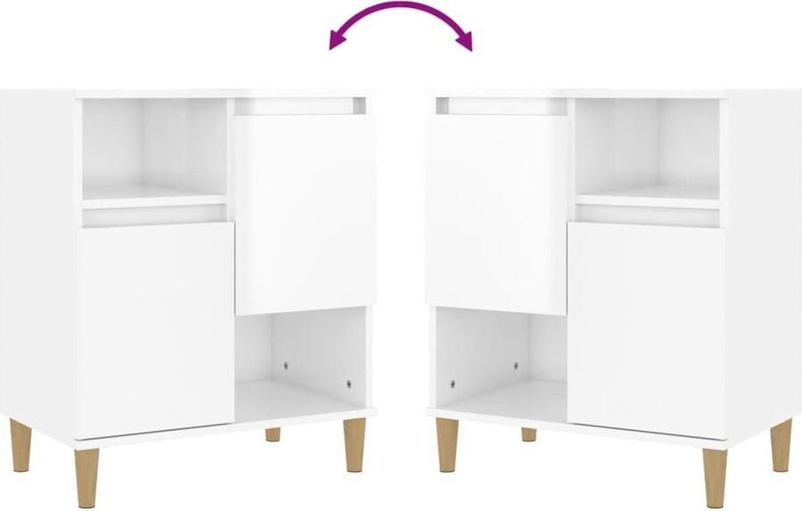 VidaXL Dressoir Dressoirs Kast Wandkast Dressoirs 2 st 60x35x70 cm bewerkt hout hoogglans wit