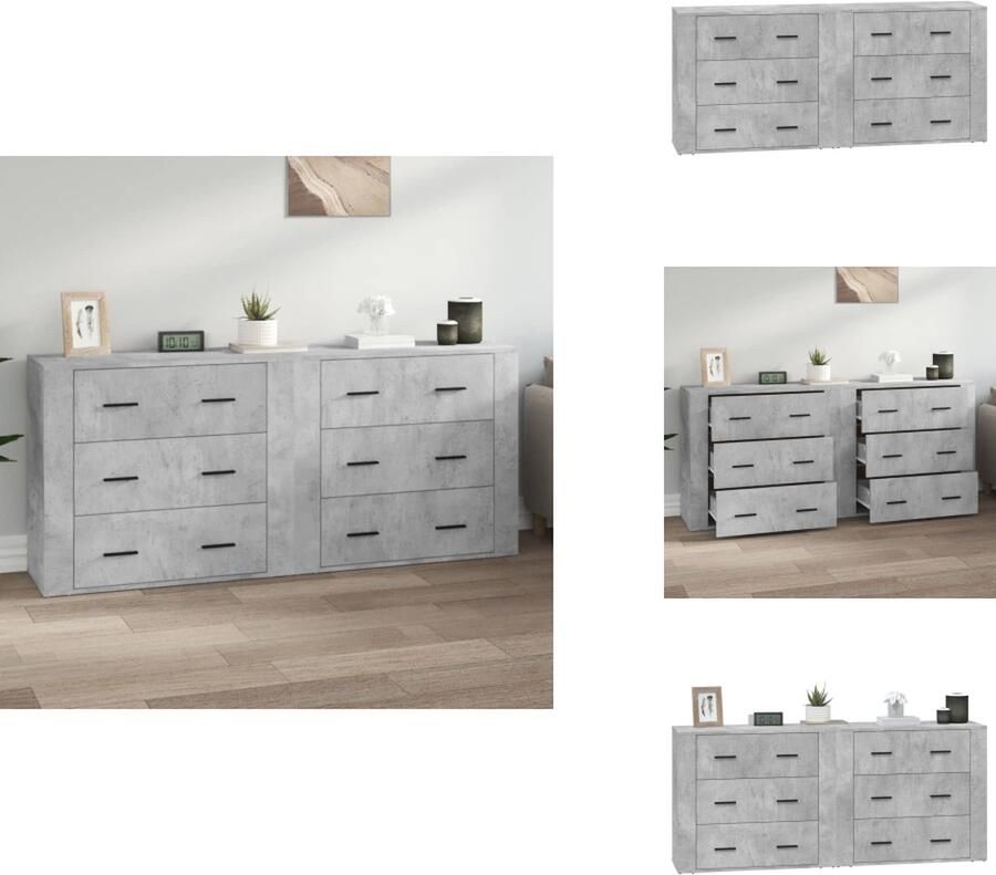 VidaXL Dressoir Dressoirs Kast Wandkast Dressoirs 2 st bewerkt hout betongrijs