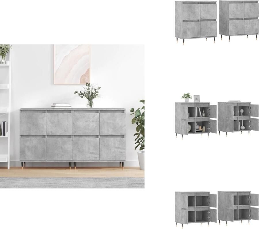 VidaXL Dressoir Betongrijs 120 x 35 x 70 cm Duurzaam materiaal Voldoende opbergruimte Display functie Montage vereist Keukenkast - Foto 5