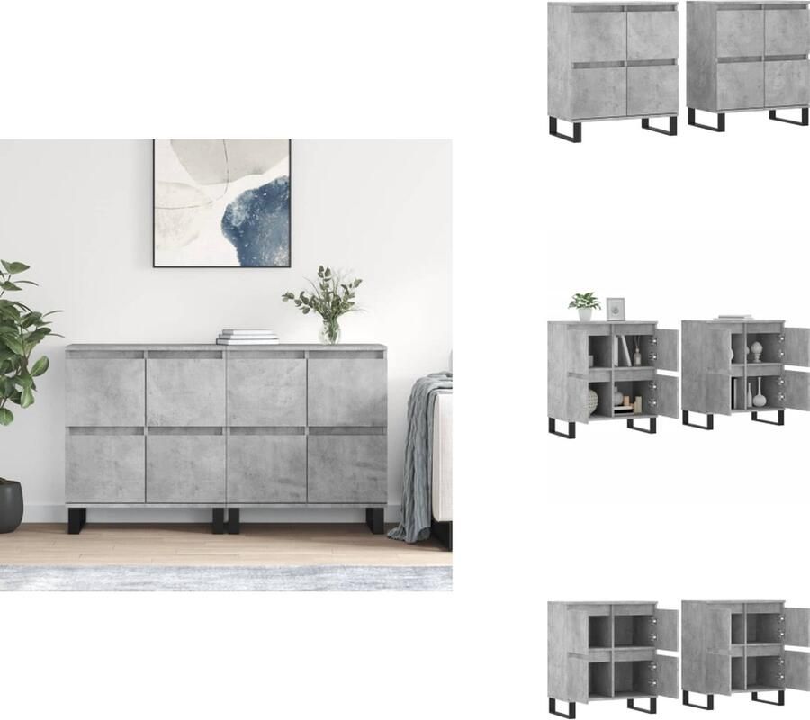 VidaXL Dressoir Betongrijs 120 x 35 x 70 cm Duurzaam materiaal Voldoende opbergruimte Display functie Montage vereist Keukenkast - Foto 4