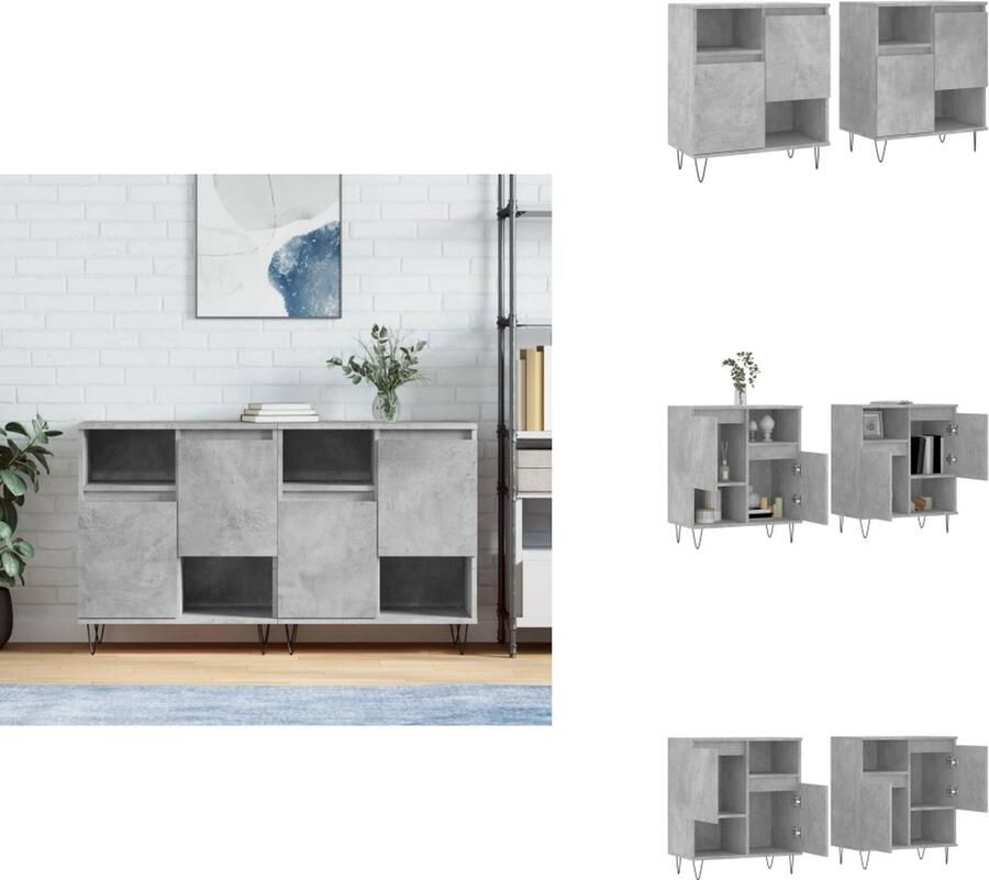 VidaXL Dressoir Betongrijs 120 x 35 x 70 cm Duurzaam materiaal Voldoende opbergruimte Display functie Montage vereist Keukenkast - Foto 3