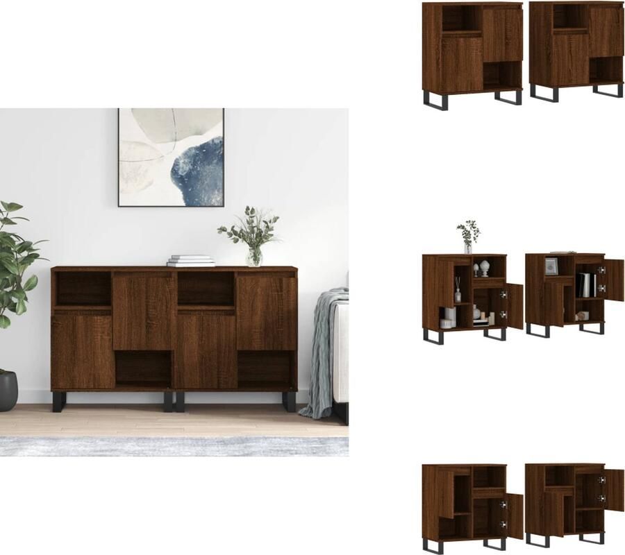 VidaXL Dressoir Dressoirs Kast Wandkast -Dressoirs-2-st-bewerkt-hout-bruin-eikenkleur