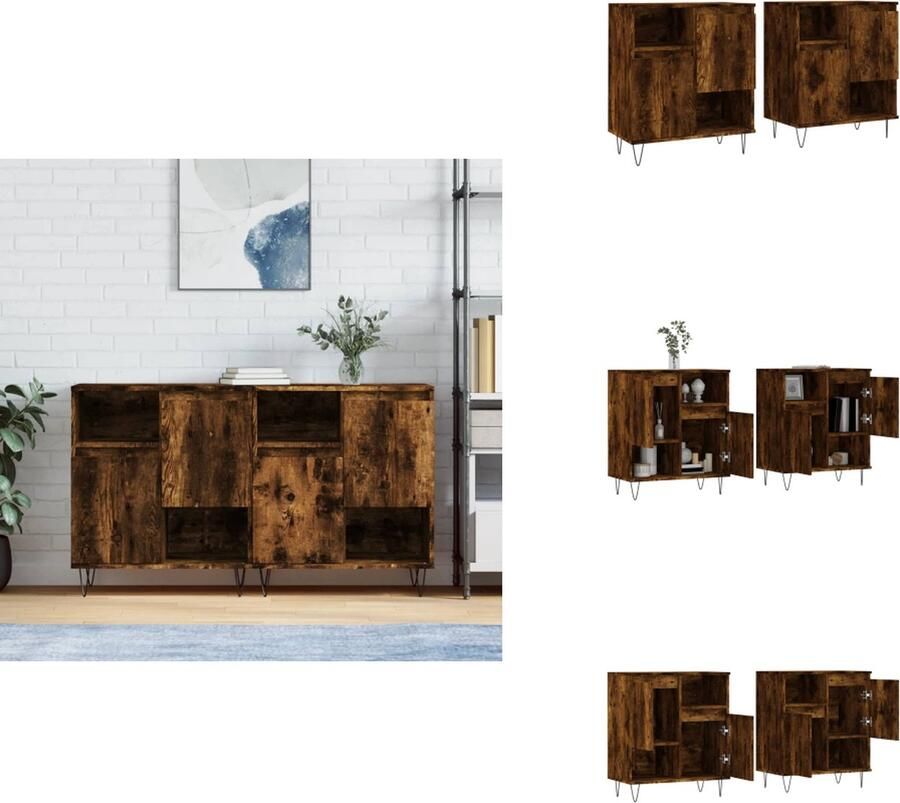 VidaXL Dressoir Dressoirs Kast Wandkast -Dressoirs-2-st-bewerkt-hout-gerookt-eikenkleurig