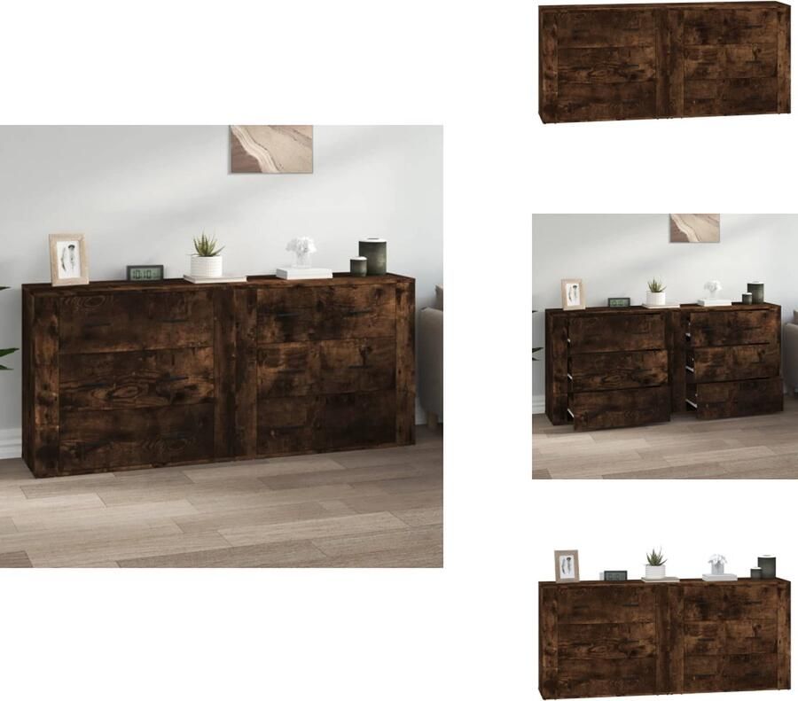 VidaXL -Dressoirs-2-st-bewerkt-hout-gerookt-eikenkleurig - Foto 2