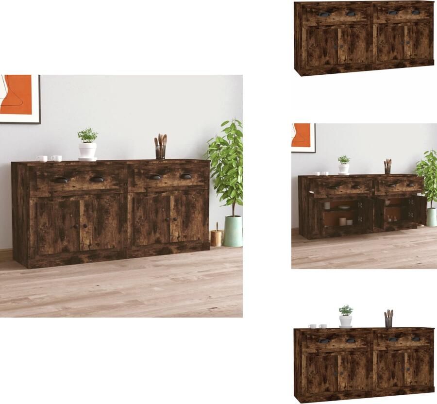 VidaXL Dressoir Dressoirs Kast Wandkast Dressoirs 2 st bewerkt hout gerookt eikenkleurig