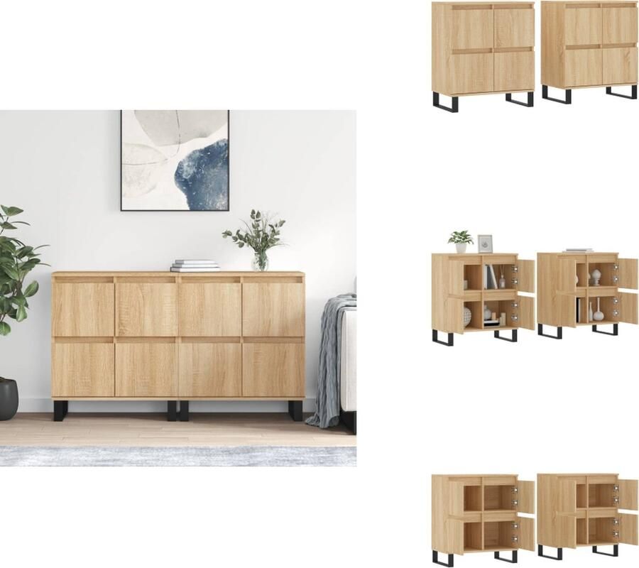 VidaXL Dressoir Dressoirs Kast Wandkast Dressoirs 2 st bewerkt hout sonoma eikenkleurig - Foto 2