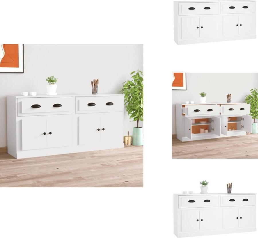 VidaXL Dressoir Classic Set van 2 Wit 70x35.5x67.5 cm Duurzaam hout Keukenkast