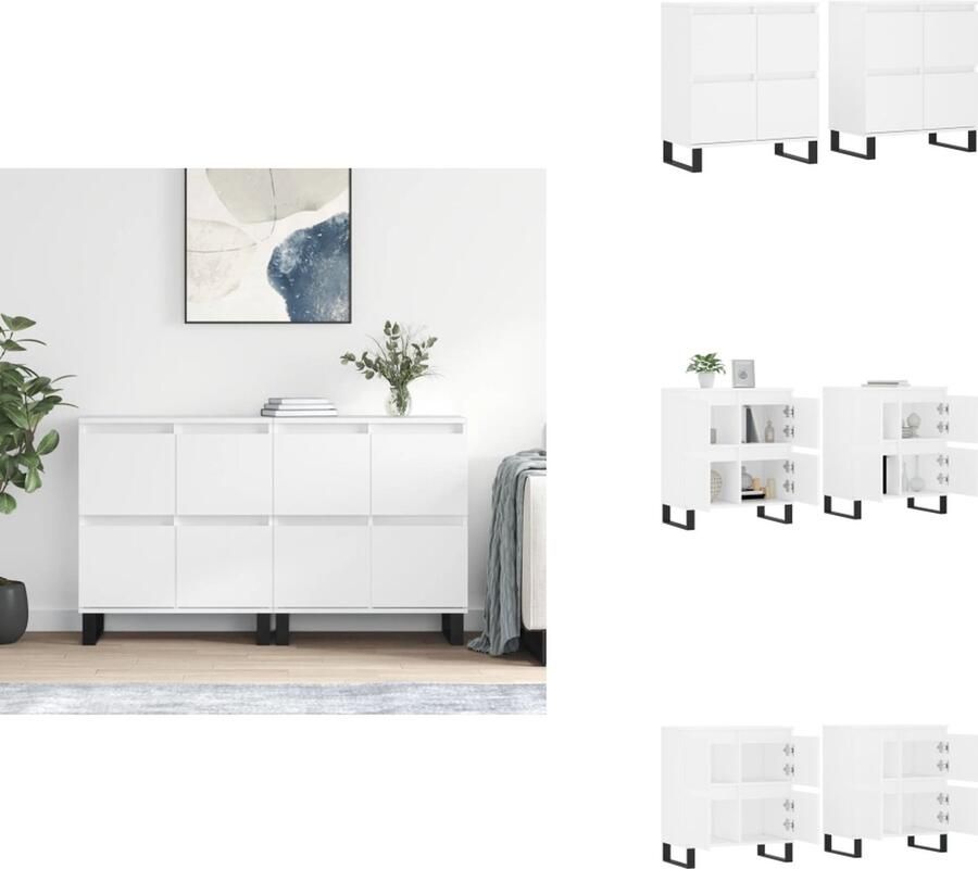 VidaXL Dressoir Dressoirs Kast Wandkast Dressoirs 2 st bewerkt hout wit