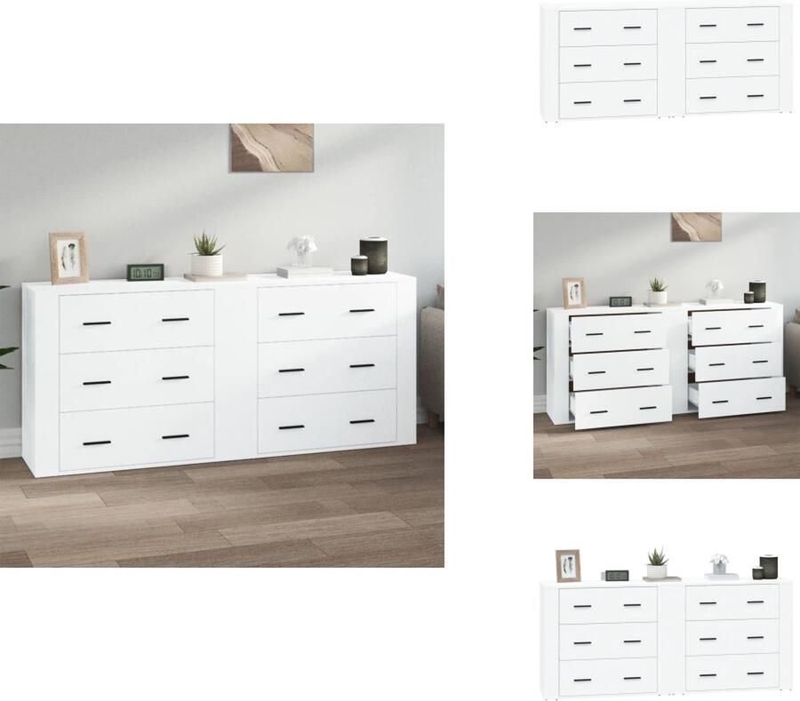 VidaXL Dressoir Dressoirs Kast Wandkast Dressoirs 2 st bewerkt hout wit