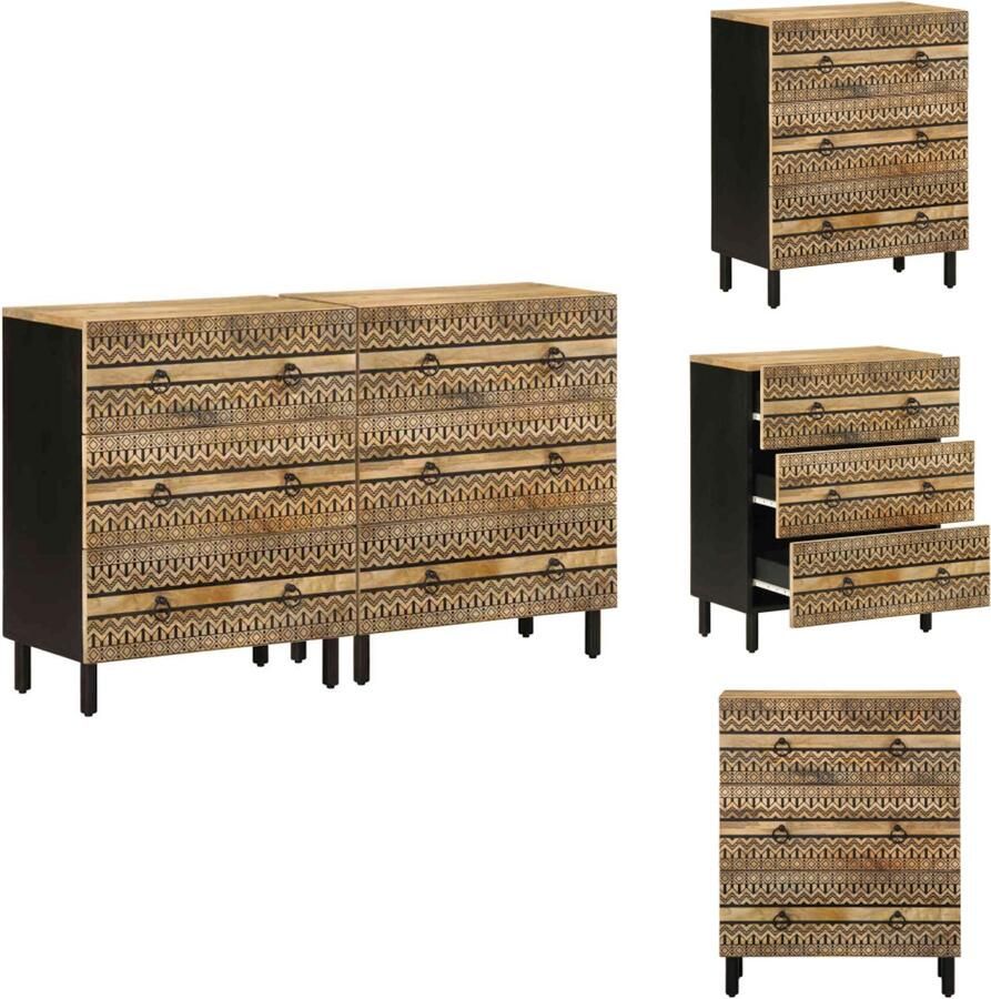 VidaXL Dressoir Dressoirs Kast Wandkast Dressoirs 2 st massief mangohout