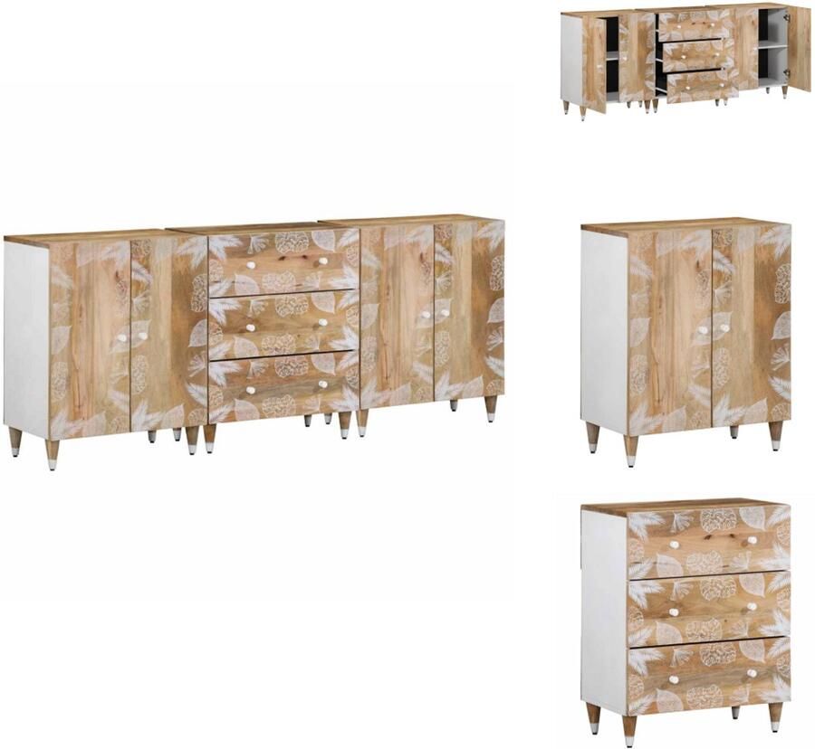 VidaXL Dressoir Dressoirs Kast Wandkast Dressoirs 3 st 60x33 5x75 cm massief mangohout