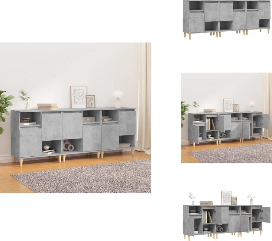 VidaXL Dressoir Betongrijs 60 x 35 x 70 cm Duurzaam bewerkt hout en massief eucalyptushout Keukenkast