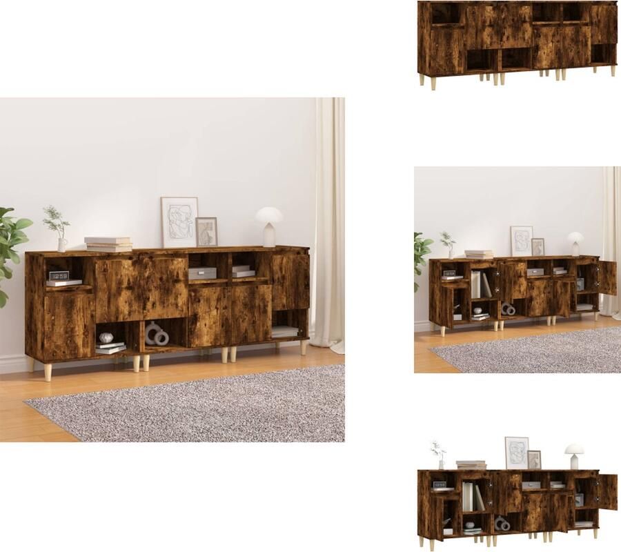 VidaXL Dressoir Dressoirs Kast Wandkast Dressoirs 3 st 60x35x70 cm bewerkt hout gerookt eikenkleurig