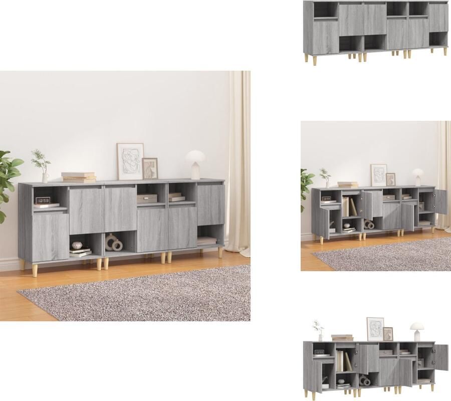 VidaXL Dressoir Dressoirs Kast Wandkast Dressoirs 3 st 60x35x70 cm bewerkt hout grijs sonoma eikenkleur