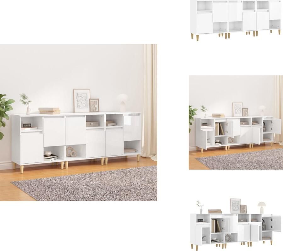 VidaXL Dressoir Dressoirs Kast Wandkast Dressoirs 3 st 60x35x70 cm bewerkt hout hoogglans wit