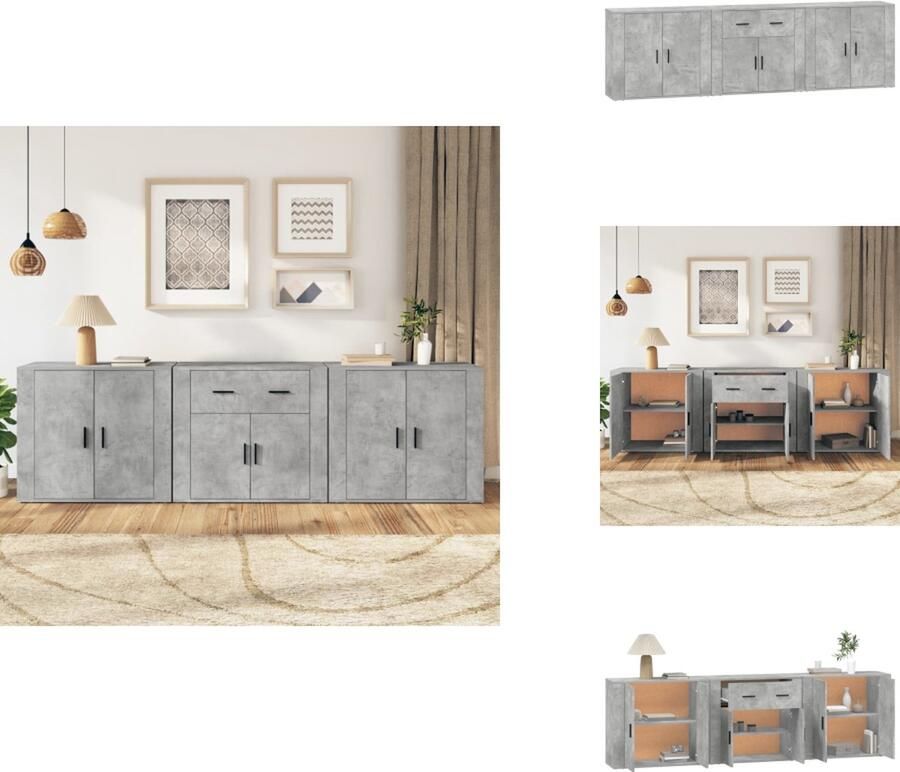 VidaXL -Dressoirs-3-st-bewerkt-hout-betongrijs - Foto 5