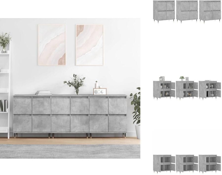 VidaXL Dressoir met 3 lades 30x30x70cm dressoir met 2 deuren 60x30x70cm betongrijs Keukenkast - Foto 6