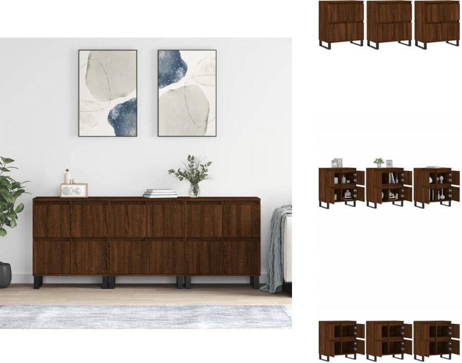 VidaXL Dressoir Dressoirs Kast Wandkast Dressoirs 3 st bewerkt hout bruin eikenkleur